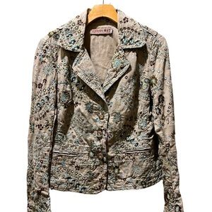 Johnny Was | Army Green Embroidered Blazer